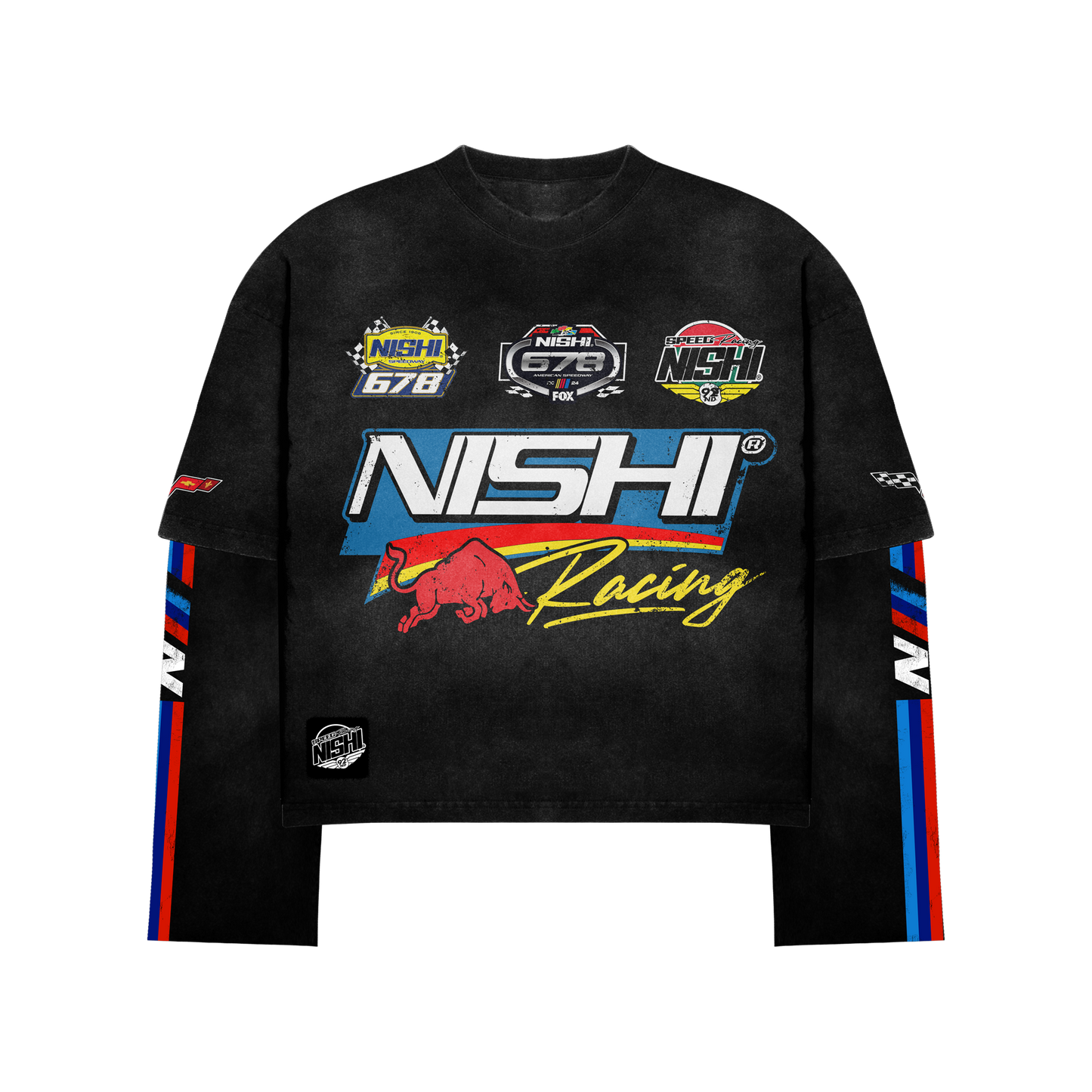 Nishi Double Layer Long Sleeve Logo T - Shirt