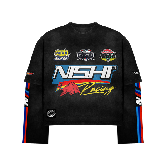 Nishi Double Layer Long Sleeve Logo T - Shirt